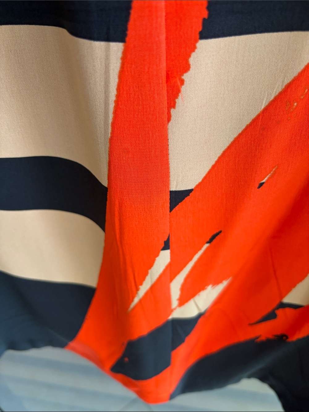 H&M Black Midi Dress with Red Floral Brushstroke and Beige Stripes - Picture 6 of 9